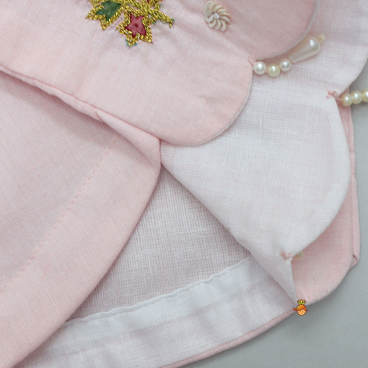 Scalloped Crop Top And Lehenga With Dupatta