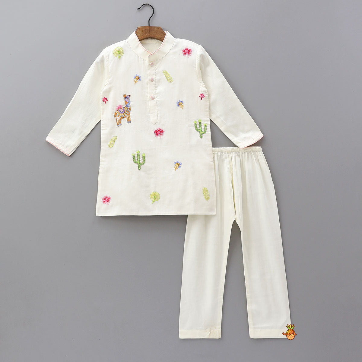 Pre Order: Bead Embroidered Kurta And Pyjama