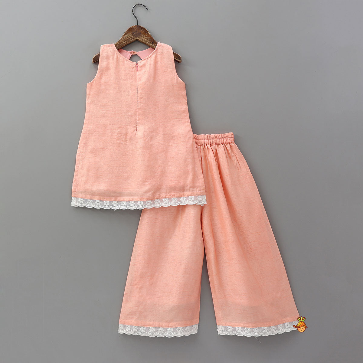 Pre Order: Elegant Floral Applique Kurti And Palazzo