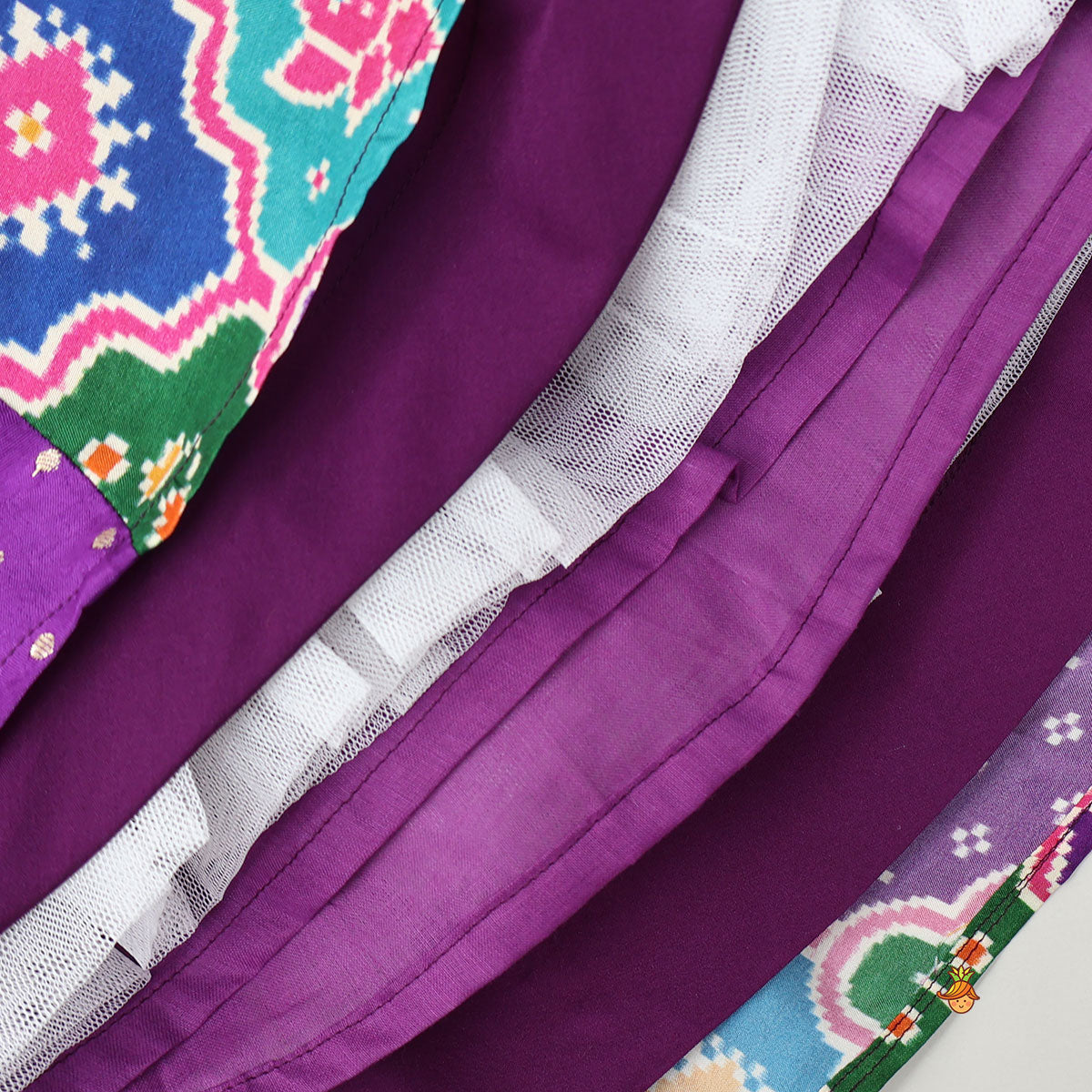 Pre Order: Heavily Embroidered Colourful Top And Lehenga With Potli Bag