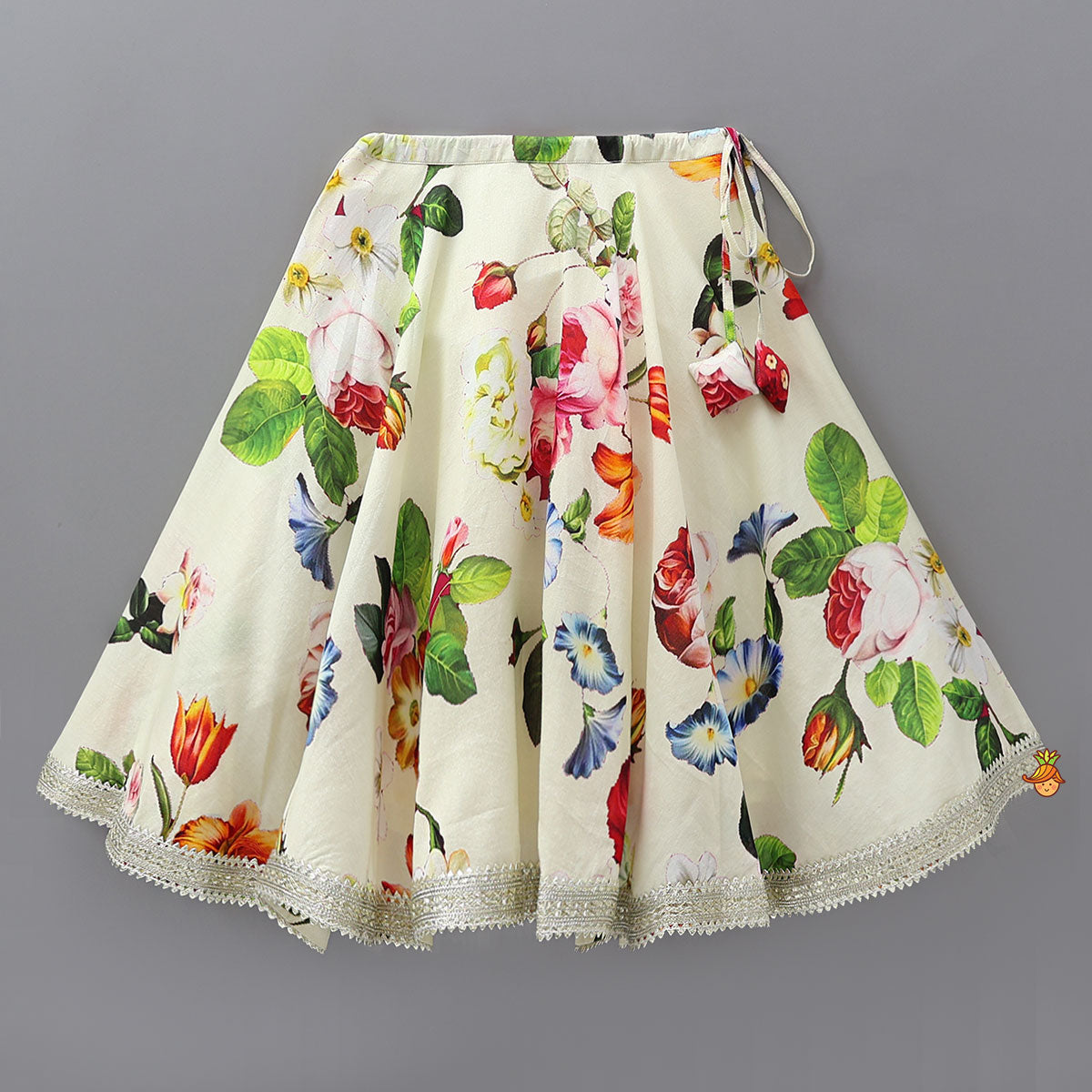 Pre Order: Classic Floral Printed Top And Lehenga With Net Dupatta