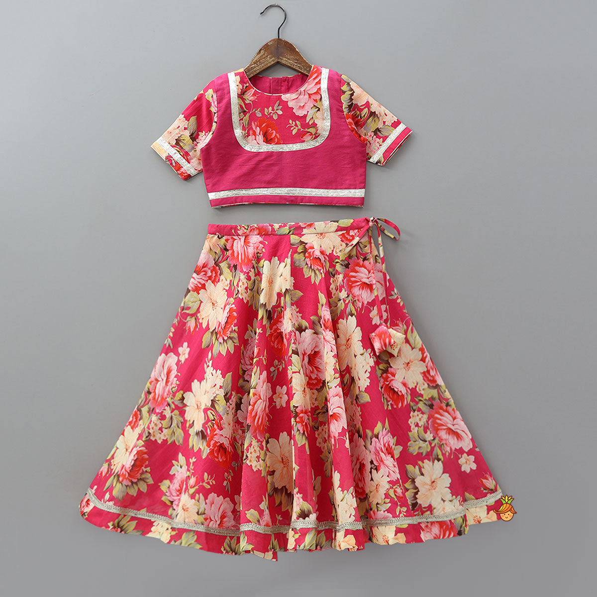 Pre Order: Floral Charm Top And Lehenga With Dupatta