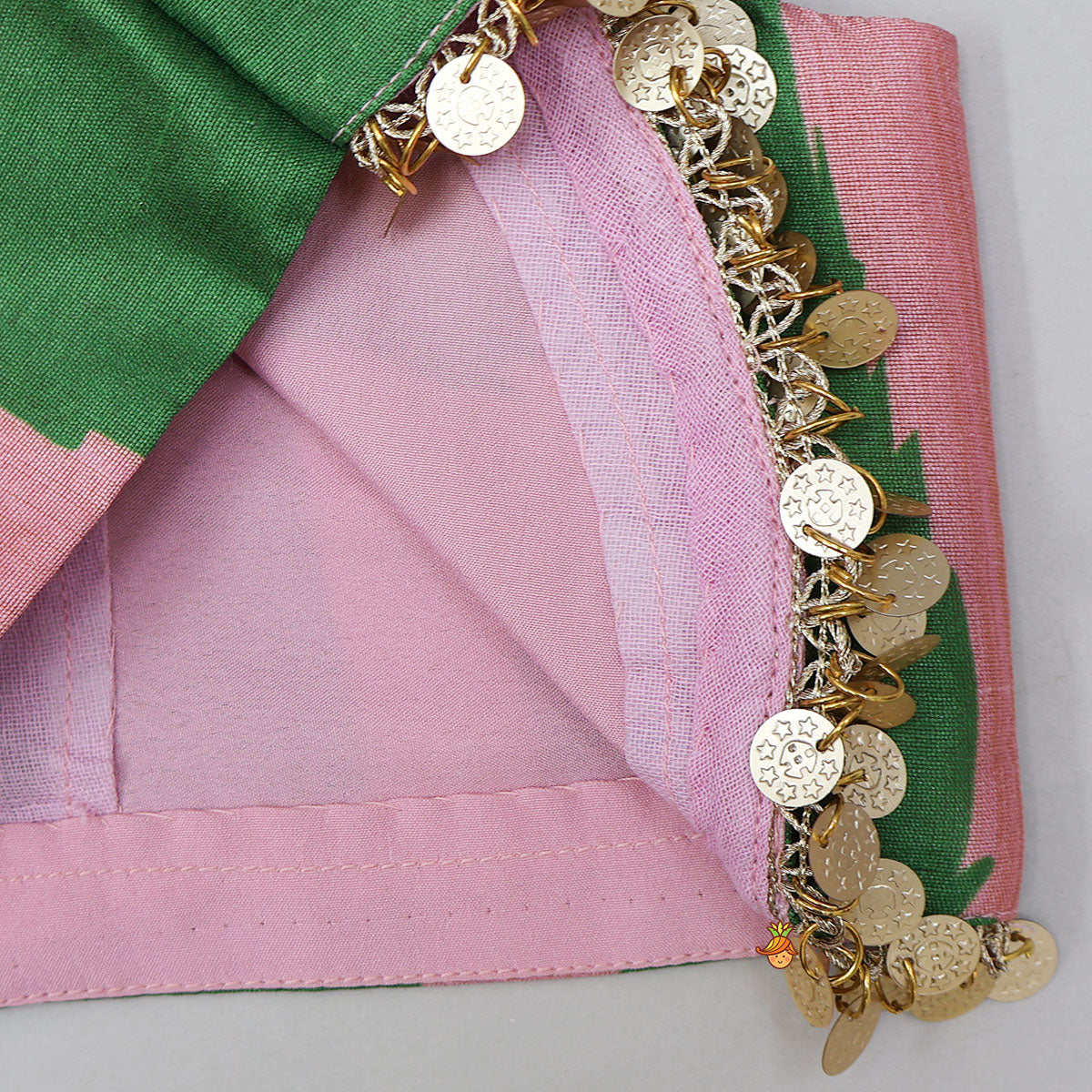 Pre Order: Criss Cross Knot Detail Crop Top And Floral Printed Lehenga With Dupatta