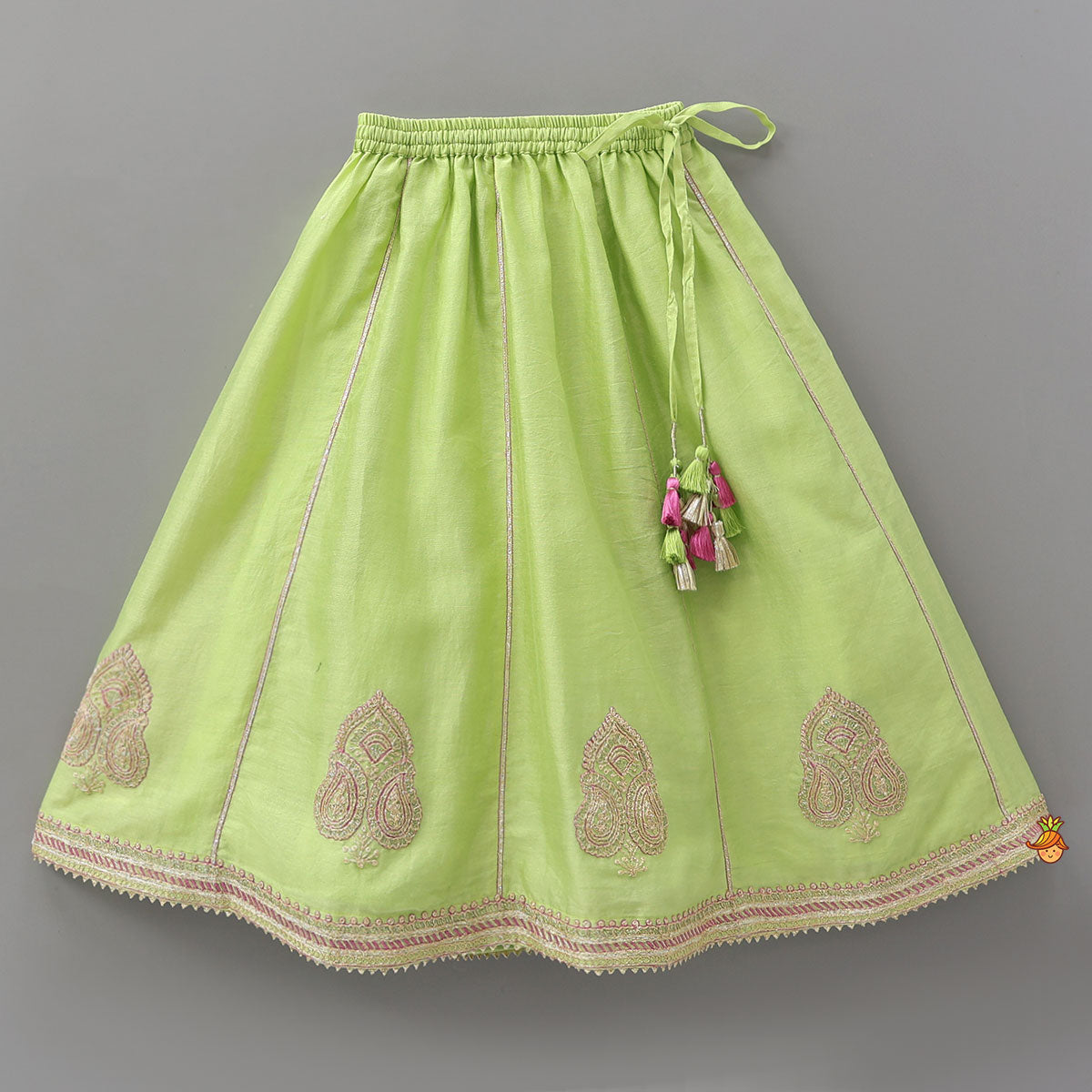Pre Order: V Neck Booti Embroidered Elegant Top And Lehenga With Dual Tone Dupatta