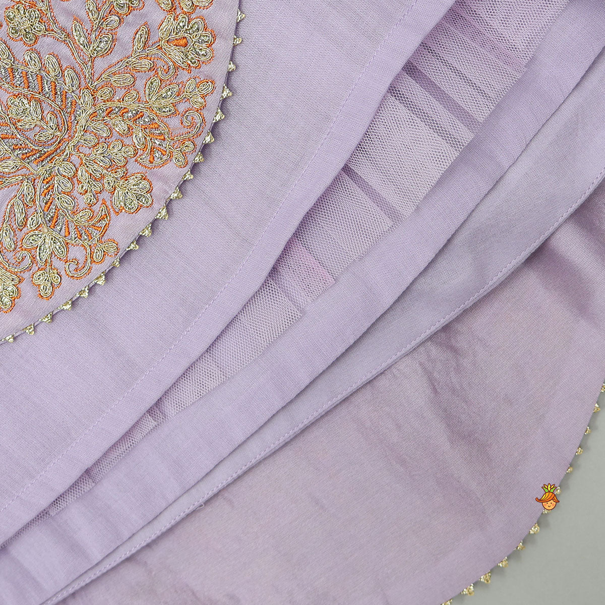 Pre Order: Round Neck Top And Scalloped Lehenga With Dupatta