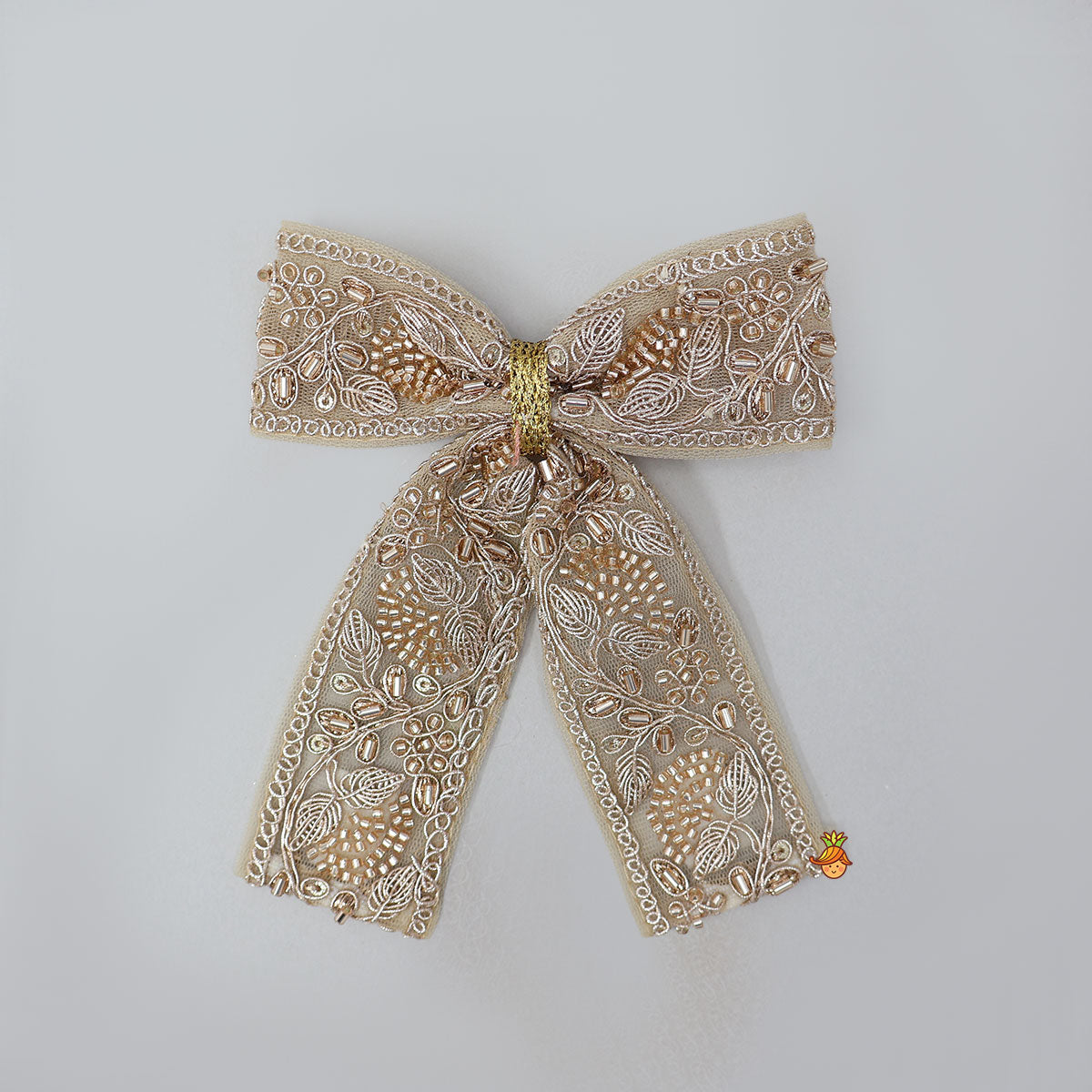 Embroidered Bow Hair Clip