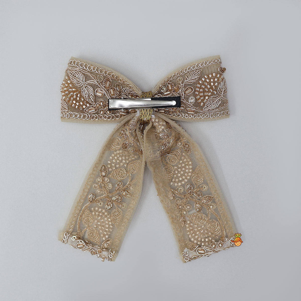 Embroidered Bow Hair Clip