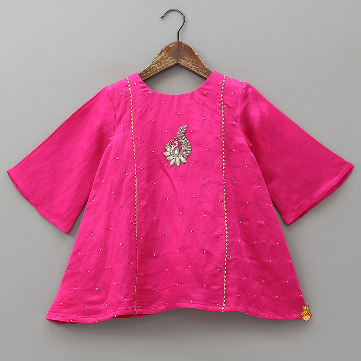 Pre Order: Stylish Bell Sleeve Kurti And Farshi Salwar