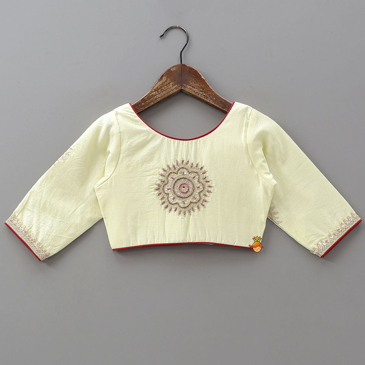 Pre Order: Round Neck Crop Top And Embroidered Lehenga With Dupatta