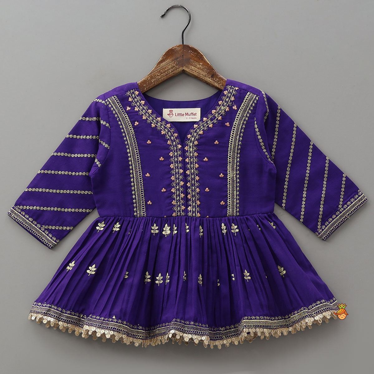 Sequin Lace And Zari Thread Embroidered Peplum Top With Tulip Style Dhoti