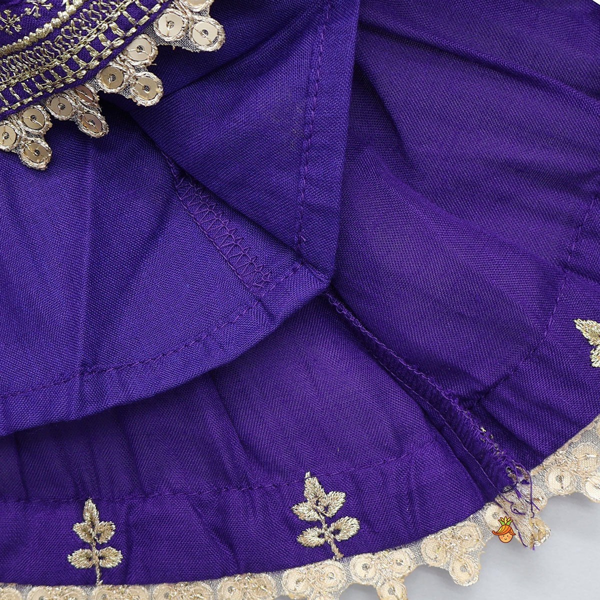 Sequin Lace And Zari Thread Embroidered Peplum Top With Tulip Style Dhoti