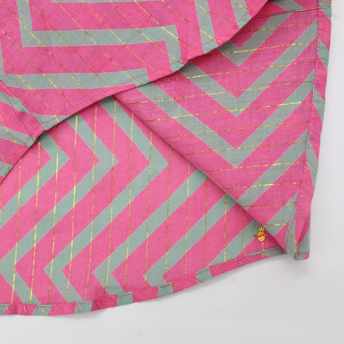 Zigzag Printed And Lurex Striped Dual Tone Shirt
