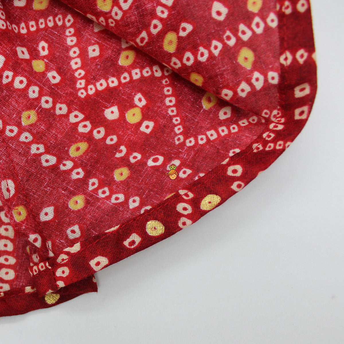 Mirror Work And Bandhani Printed Red Fancy Short Kurti