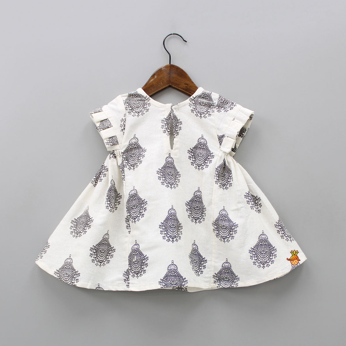 Mirror Work And Multicolour Thread Embroidered Off White Short Kurti