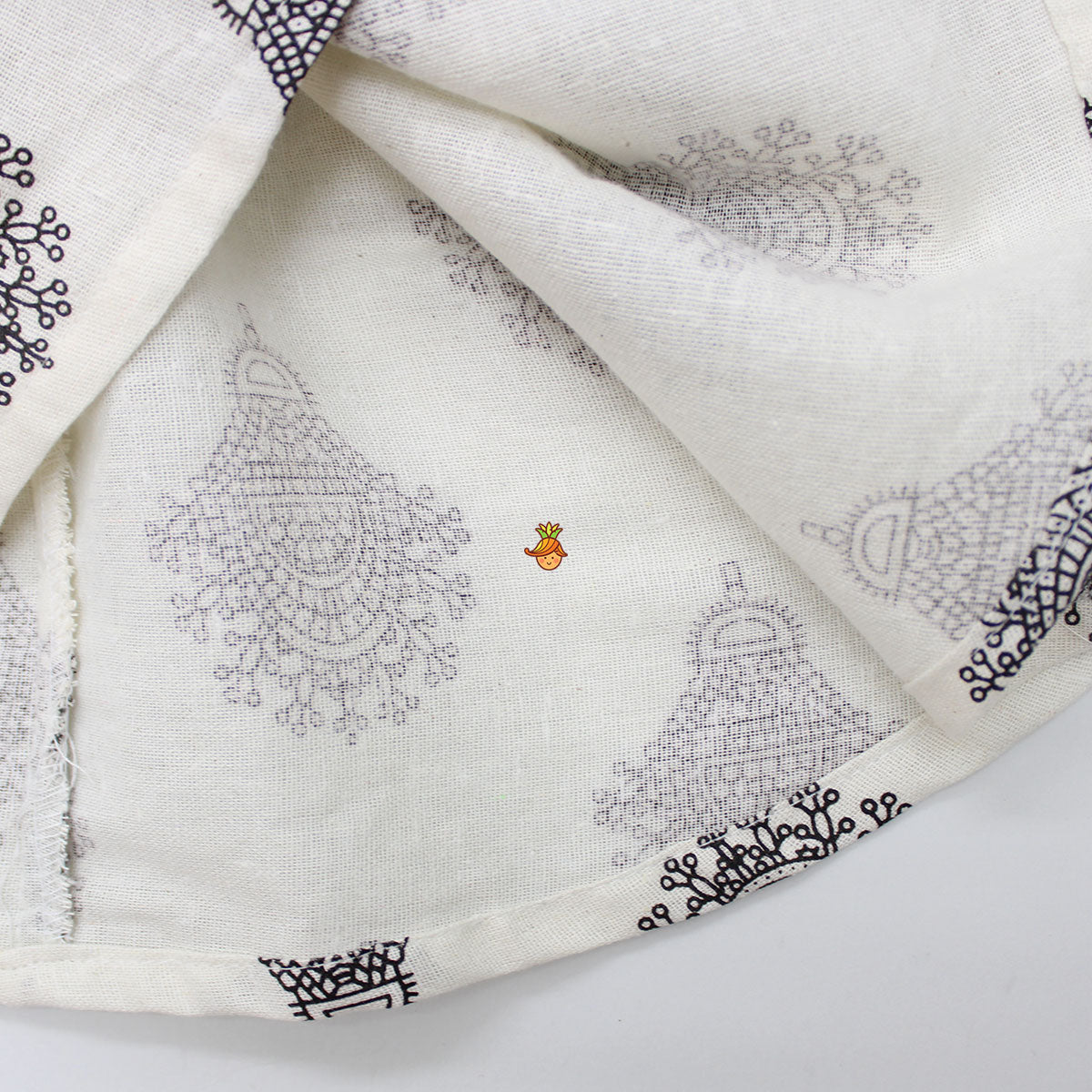 Mirror Work And Multicolour Thread Embroidered Off White Short Kurti