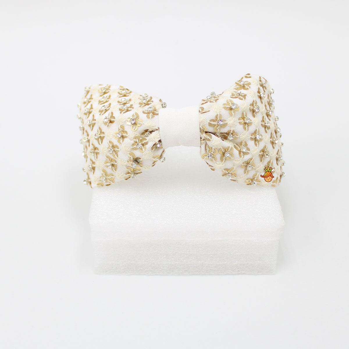 White Stones And Sequins Floral Embroidered Hair Band