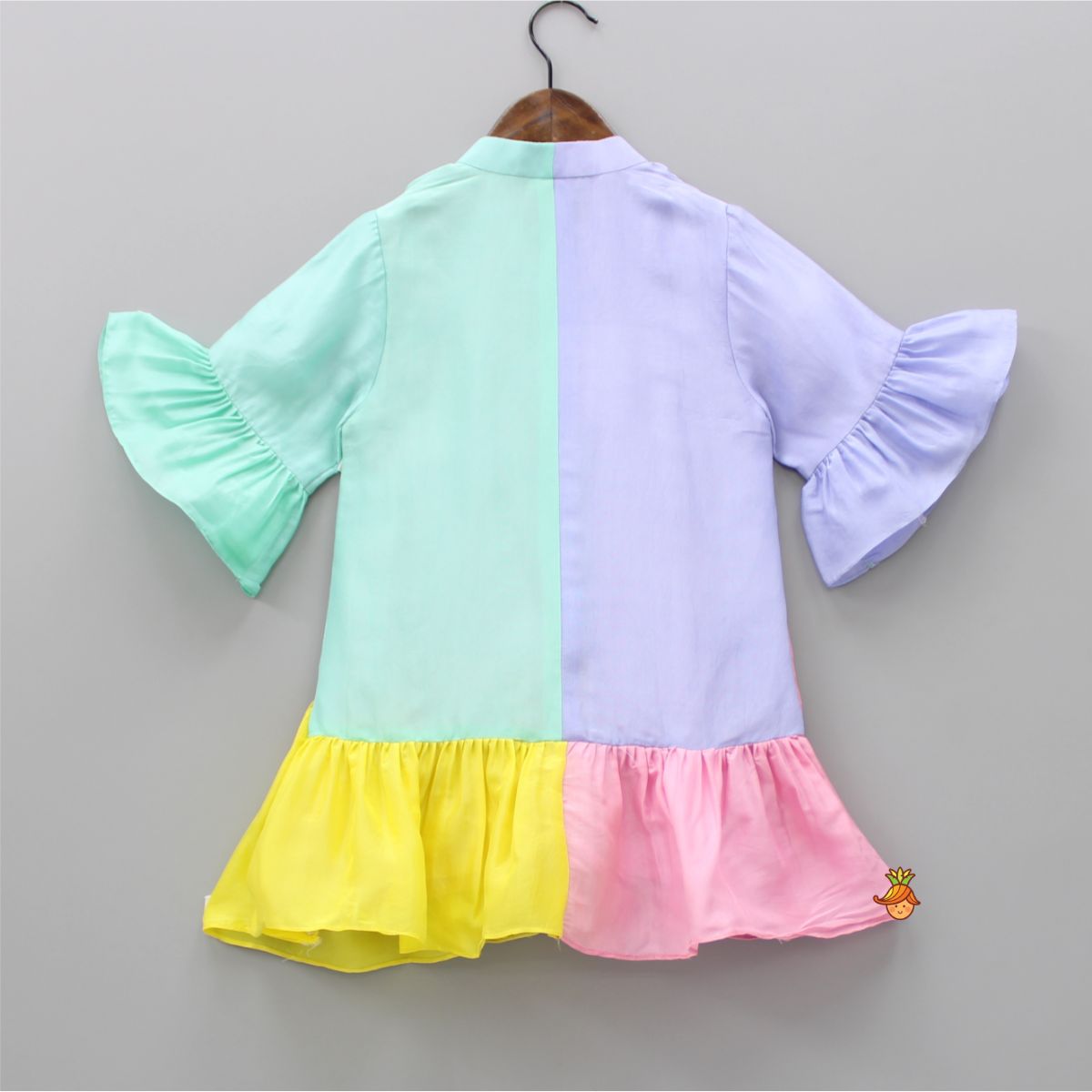 Pre Order: Fancy Colour Block Front Open Dress