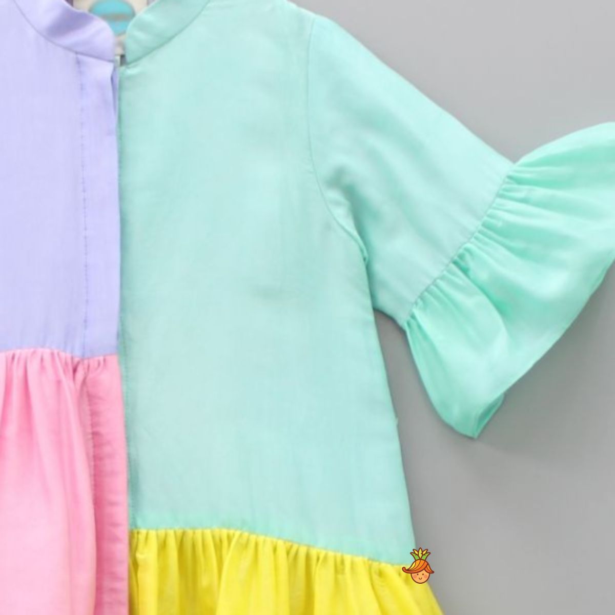 Pre Order: Fancy Colour Block Front Open Dress