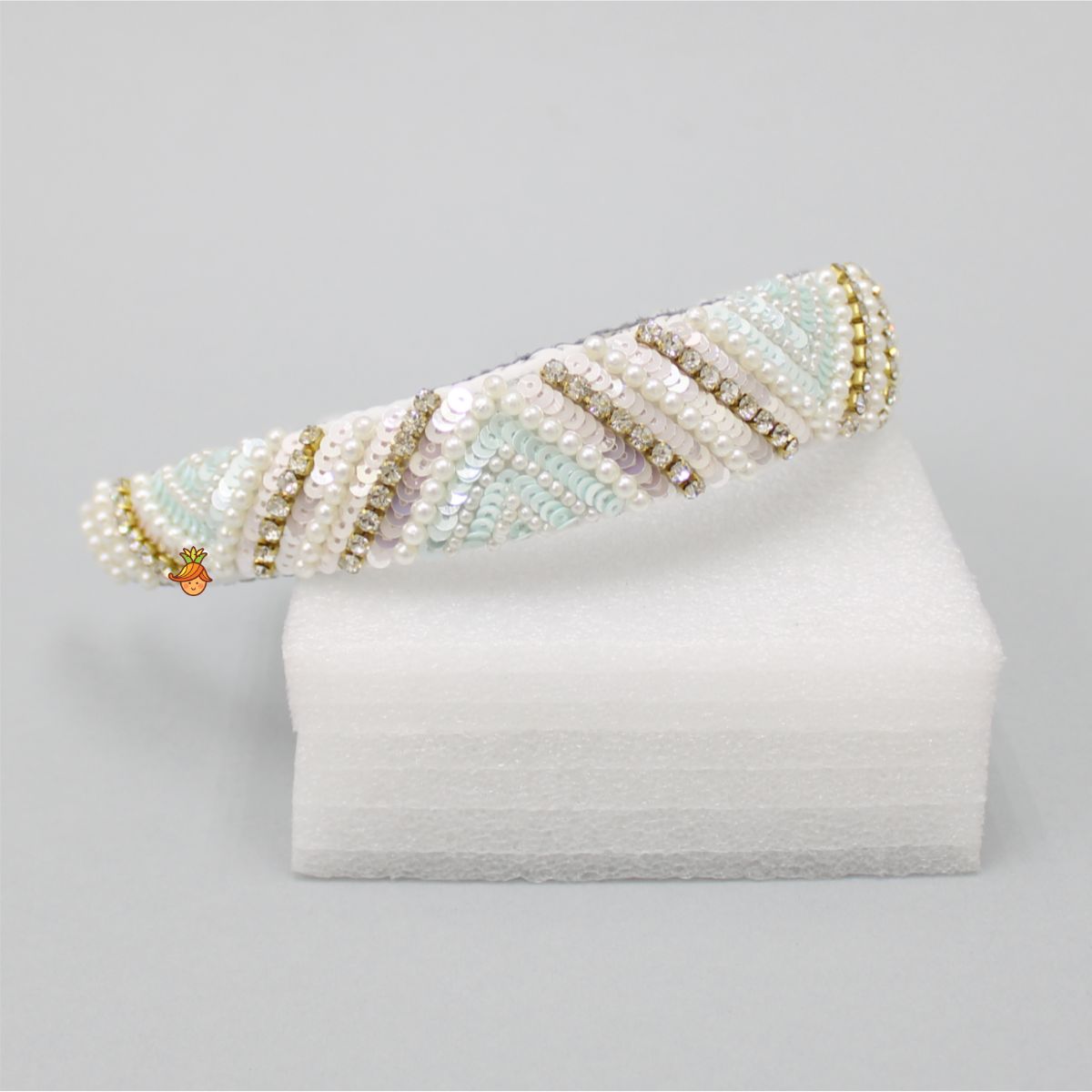 Delightful Pearly And Sequined White Hair Band