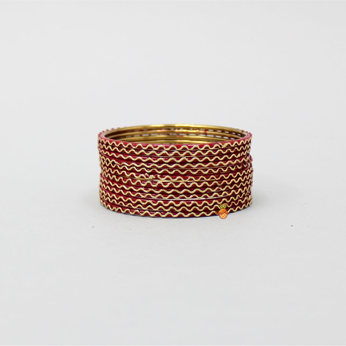 Wave Design Red Bangles - Set Of 12