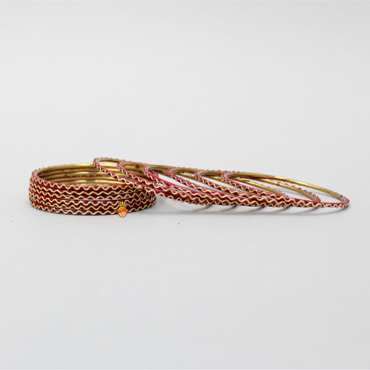 Wave Design Red Bangles - Set Of 12