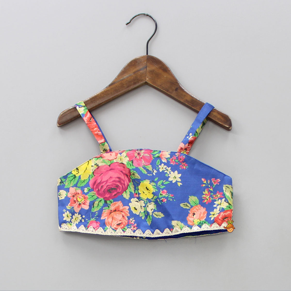 Silk Floral Top With Detachable Sleeves And Lehenga