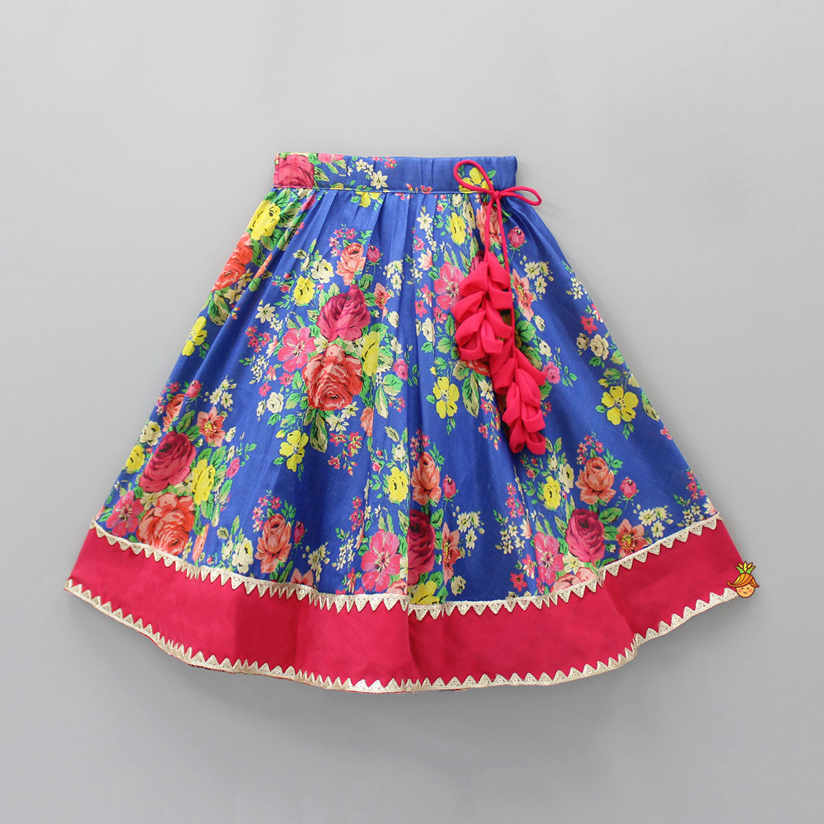 Silk Floral Top With Detachable Sleeves And Lehenga