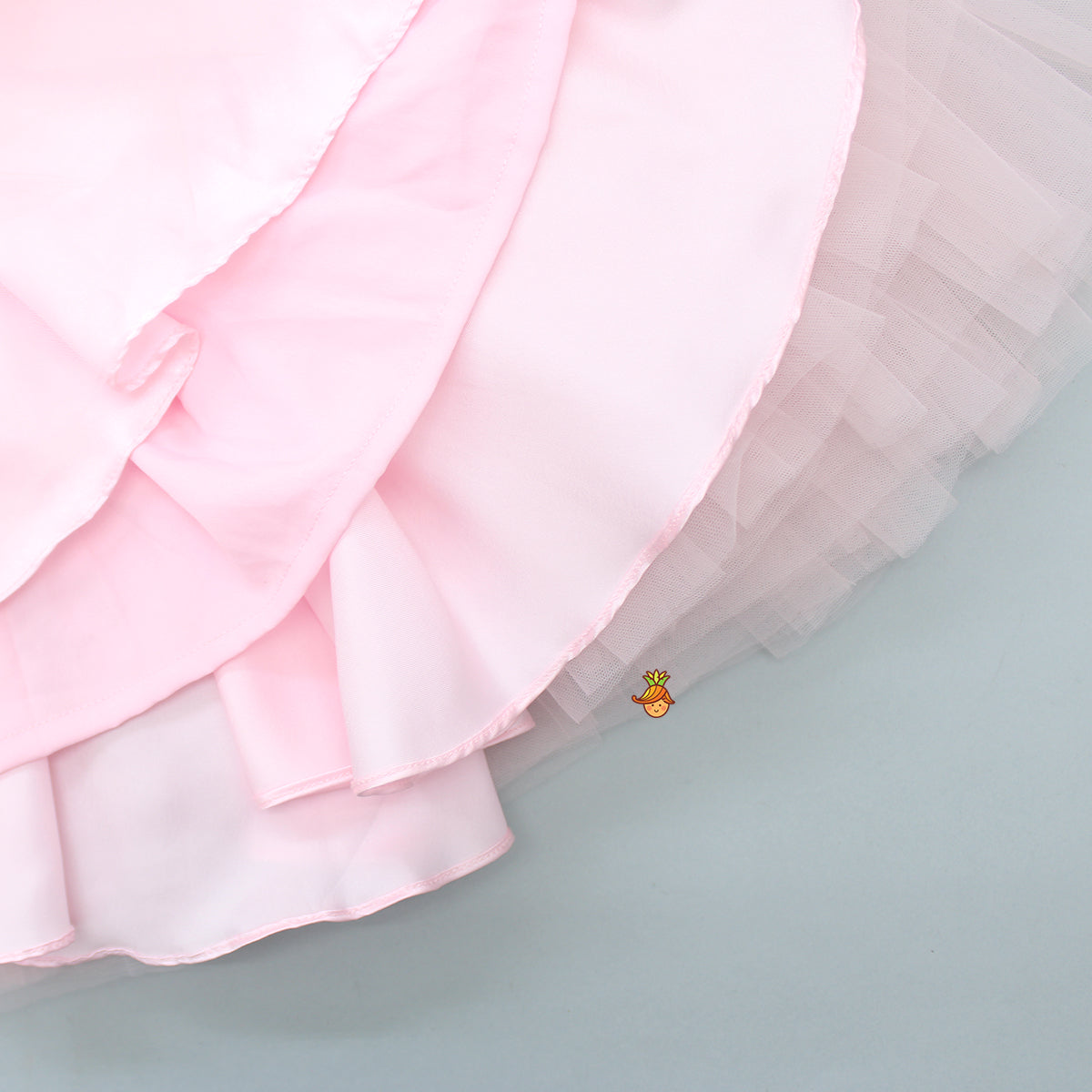 Pre Order: Handmade Butterfly Embroidered Ruffle Pink Net Gown