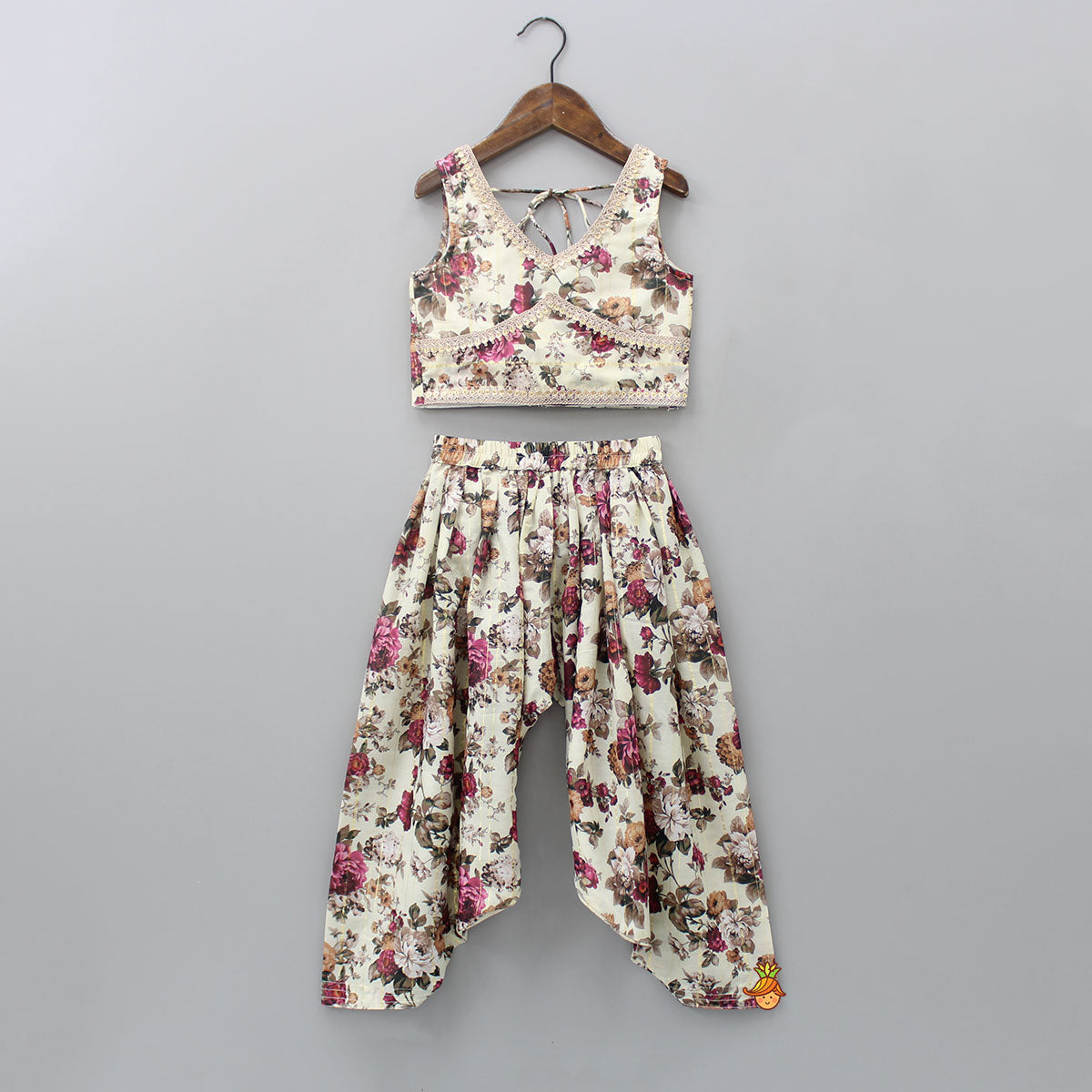 Lurex Striped Floral Printed V Neck Top And Patiala With Stylish Net Off White Dupatta