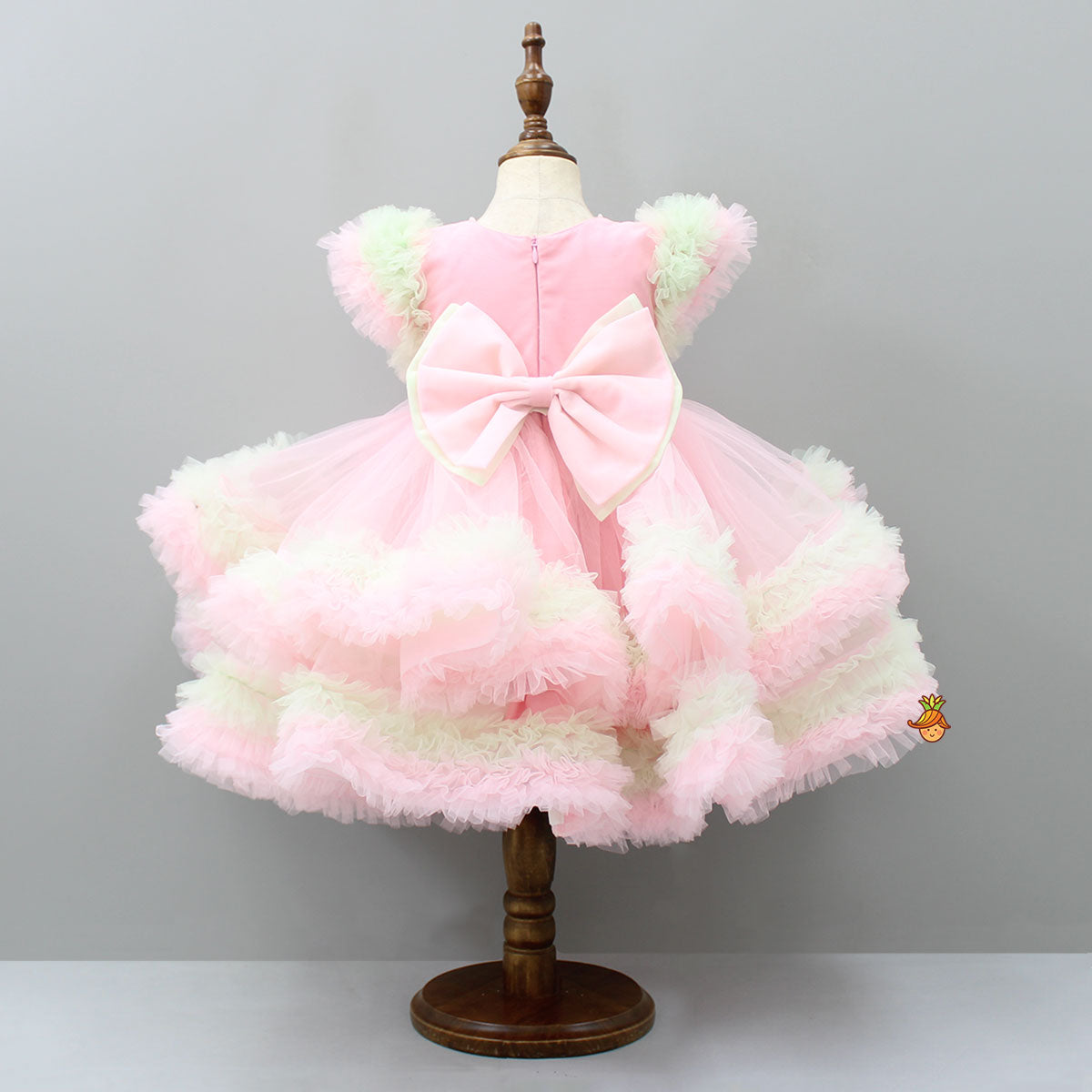 Pre Order: Pretty Kitty Frills Enhanced And Layered Pink Net Dress