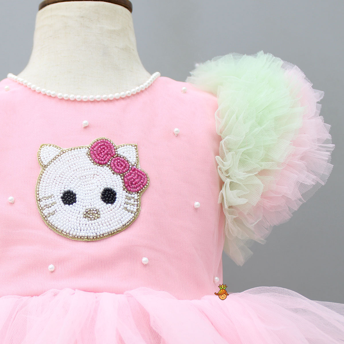 Pre Order: Pretty Kitty Frills Enhanced And Layered Pink Net Dress