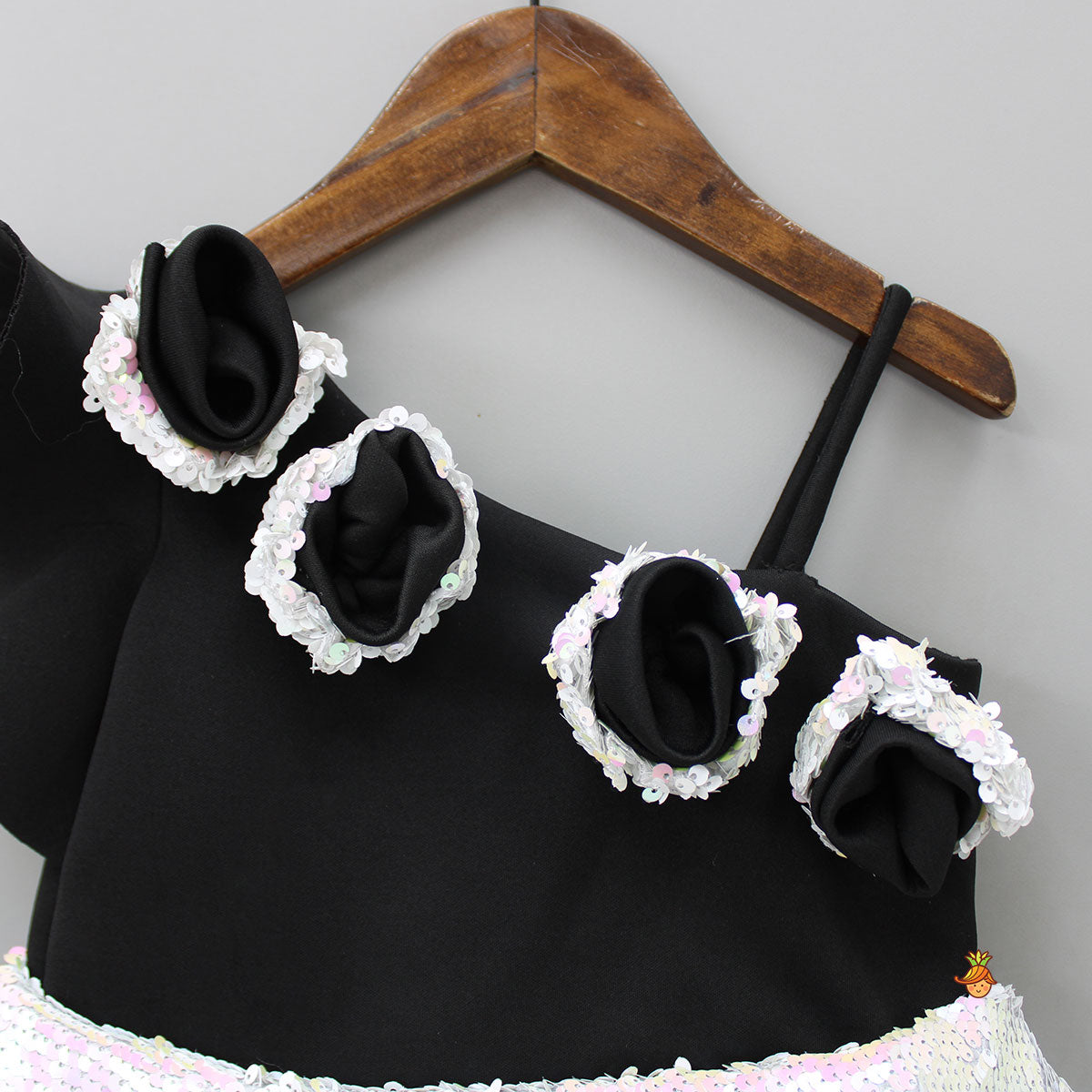 Pre Order: Sequins Embellished Peplum Dress With Net Bottom And Matching Bowie Hair Clip