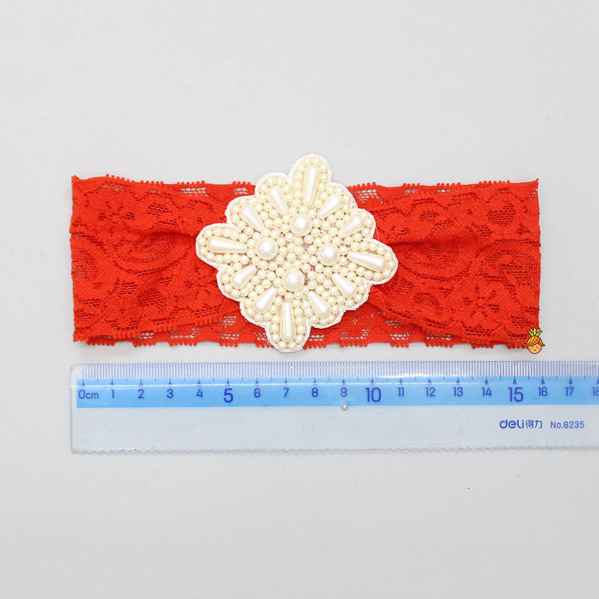 Stylish Lace With Embroidered Patch Work Red Head Band