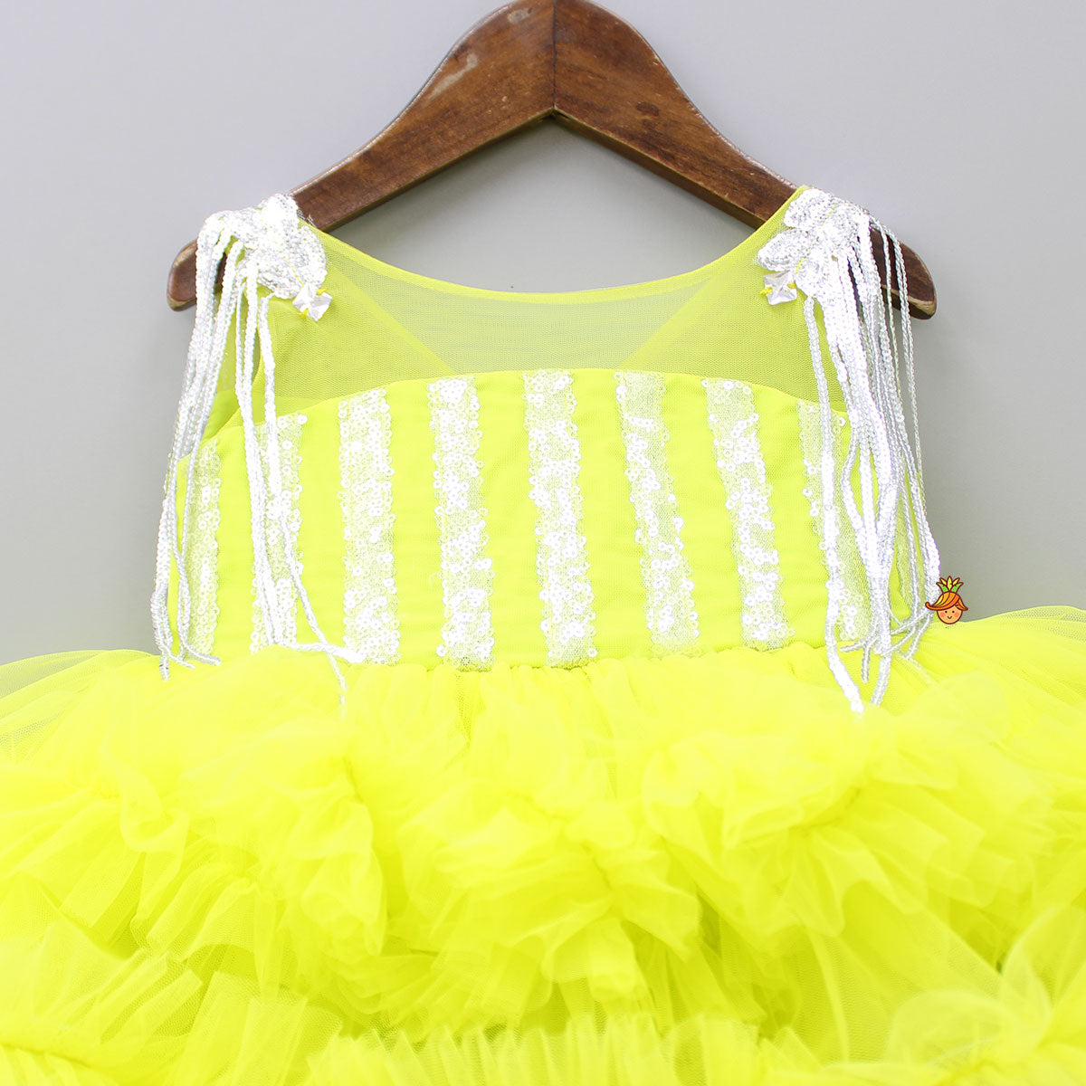 Glamorous Green Layered Frilled Dress With Hair Clip