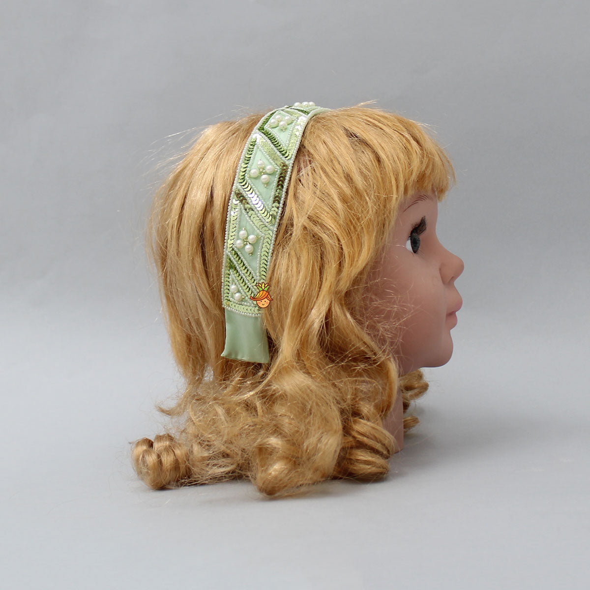 Beautiful Sequins And Beads Embroidered Green Hair Band
