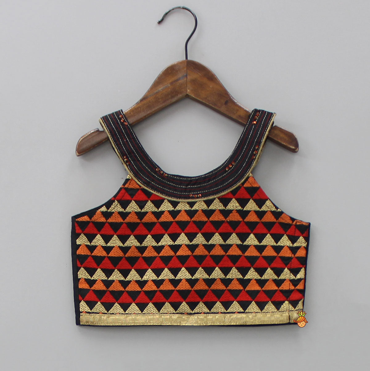 Stunning Embroidered Halter Neck Top With Printed Dhoti