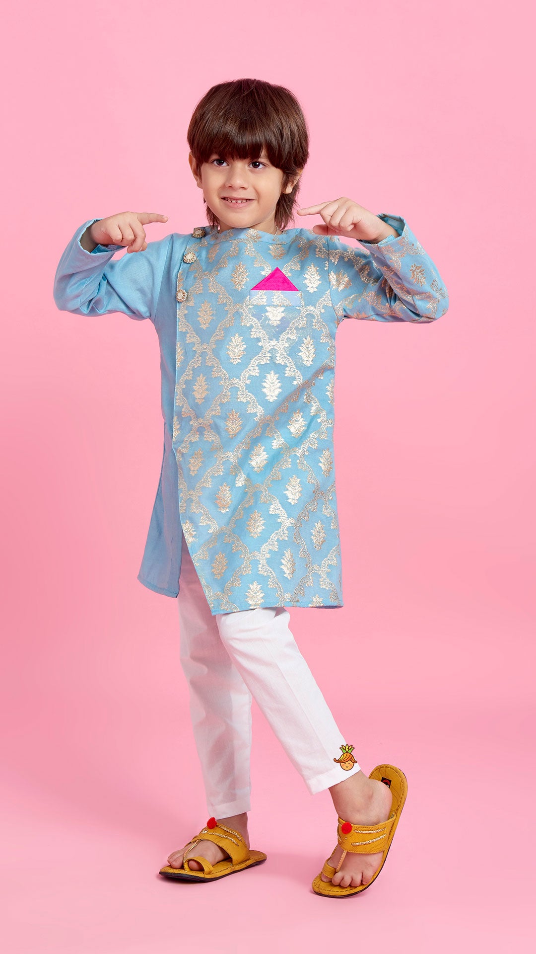 Zari Brocade Embroidered Stylish Kurta And Pyjama