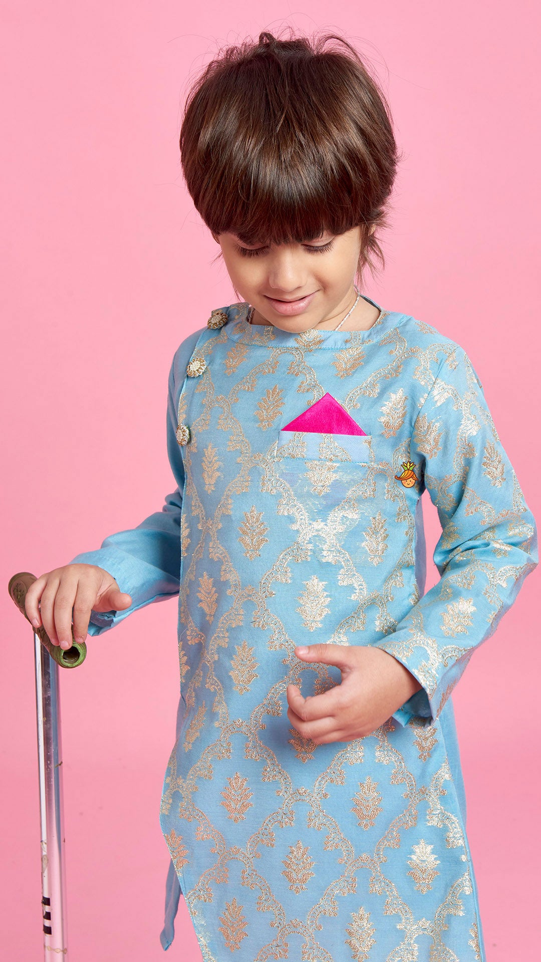 Zari Brocade Embroidered Stylish Kurta And Pyjama