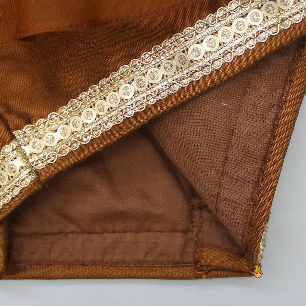 Organza Triple Layered Flap Brown Top And Zari Embroidered Lehenga