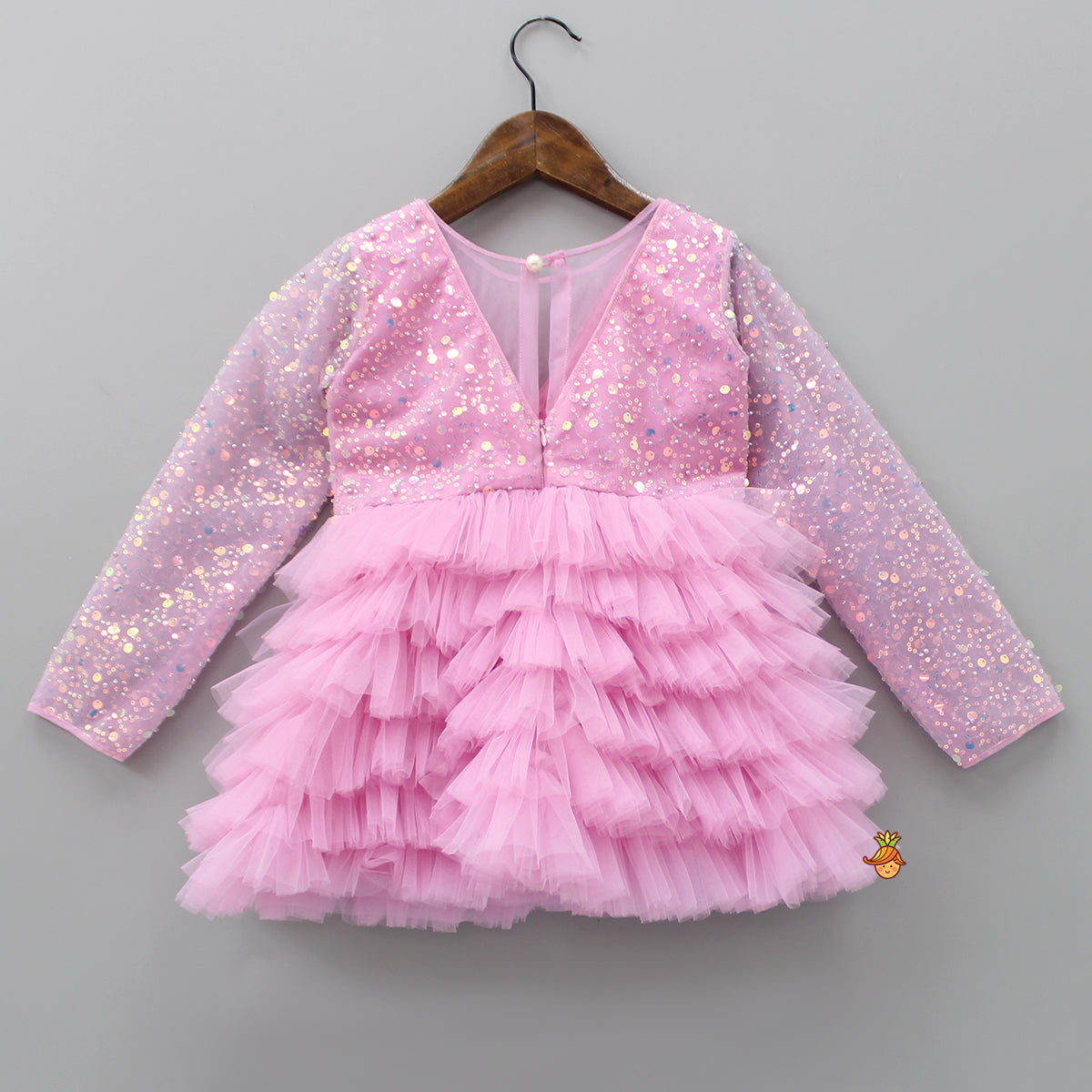 Pre Order: Sequins Beautified Layered Bottom Pink Dress
