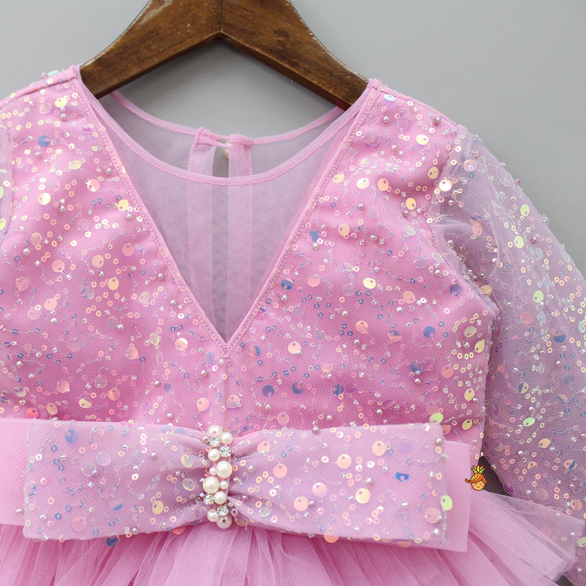 Pre Order: Sequins Beautified Layered Bottom Pink Dress