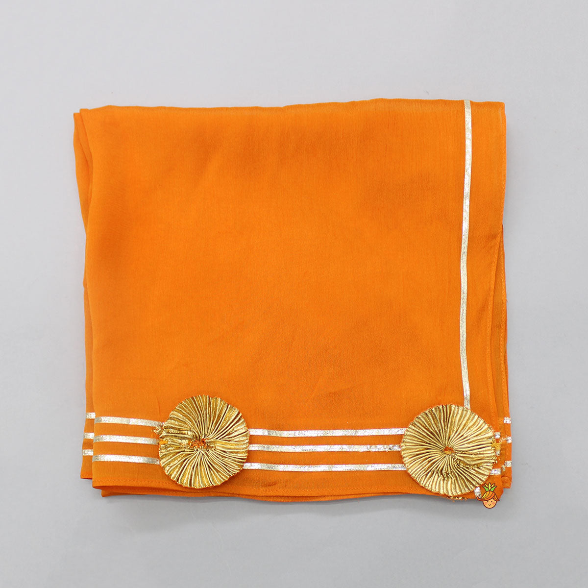 Elegant Shiny Orange Flared Anarkali With Matching Dupatta