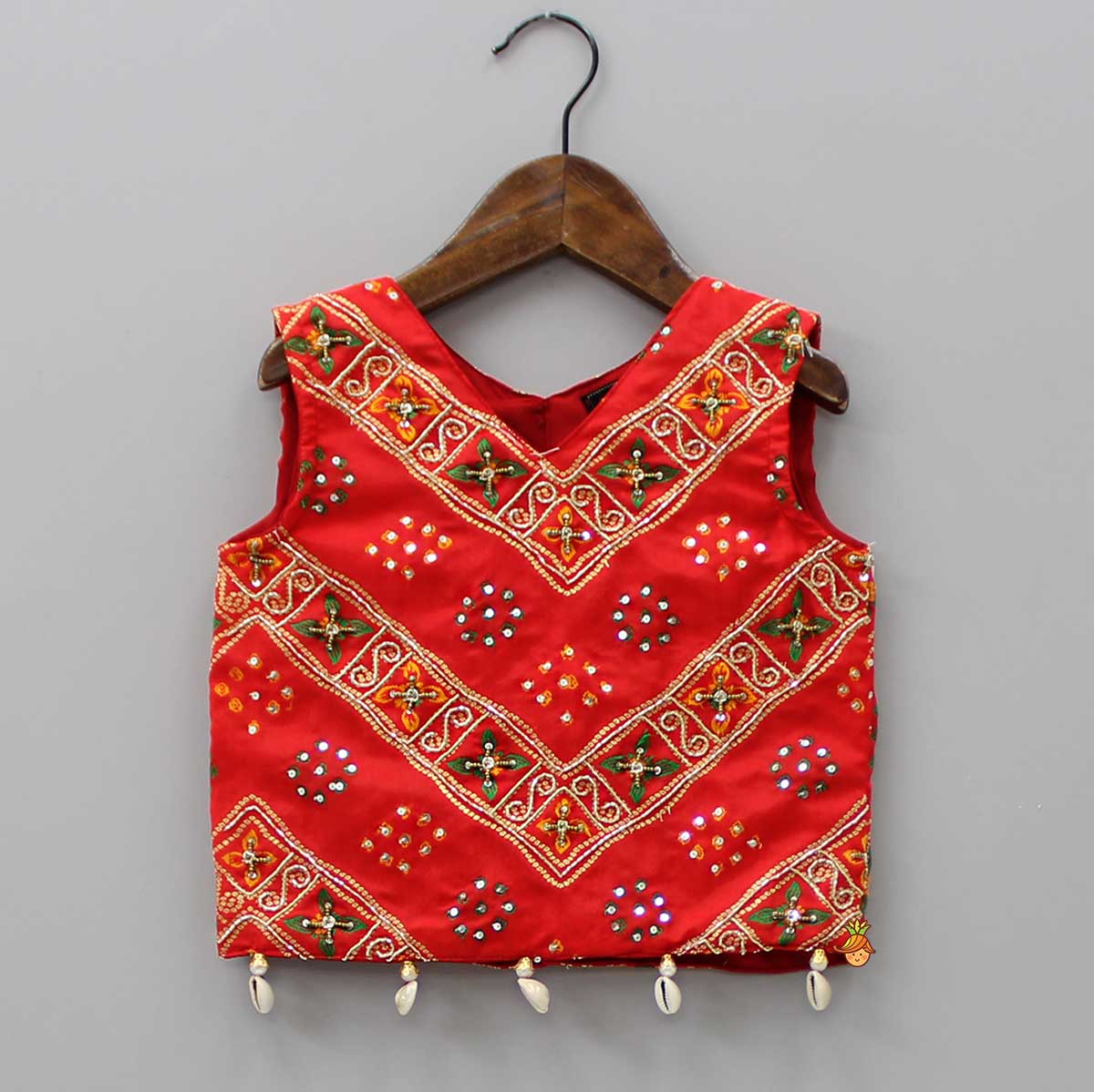 Splendid Sequins Work Red Top And Lehenga With Dupatta