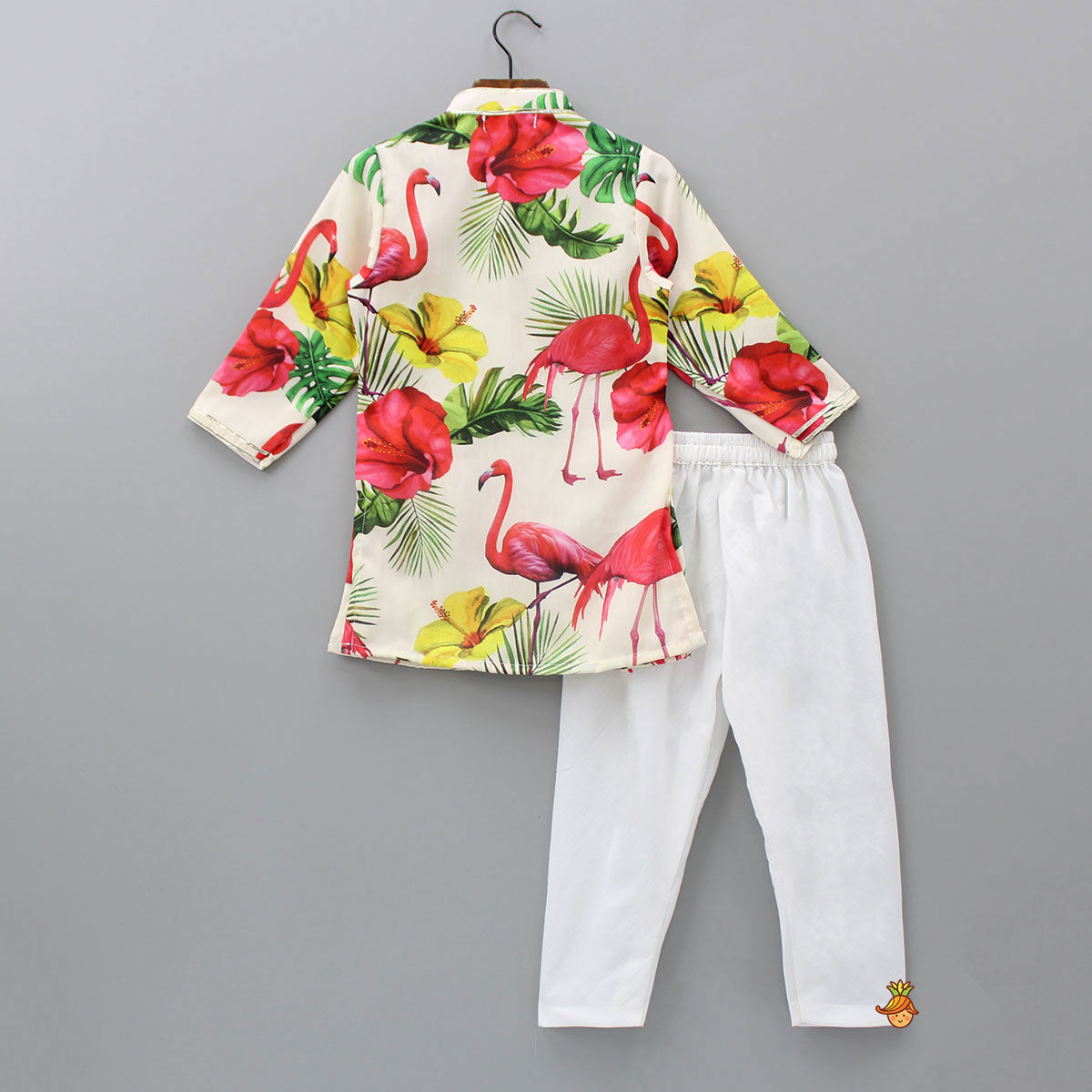 Tropical Floral And Swan Printed Kurta With Pyjama