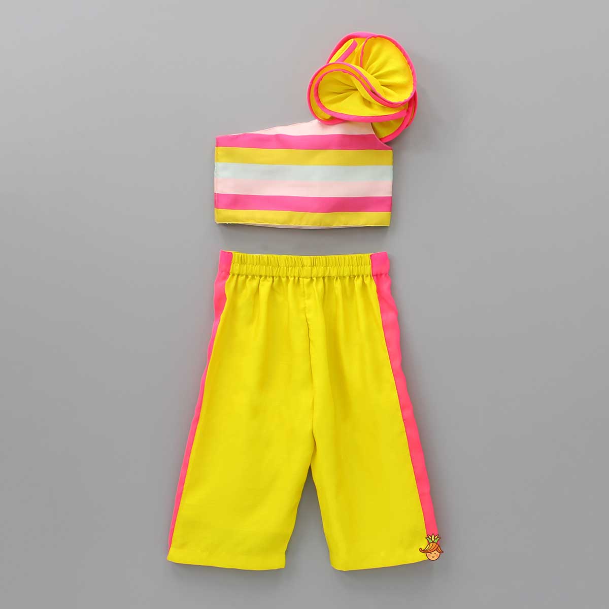 Pre Order: Horizontal Striped Ruffled Top And Yellow Pant