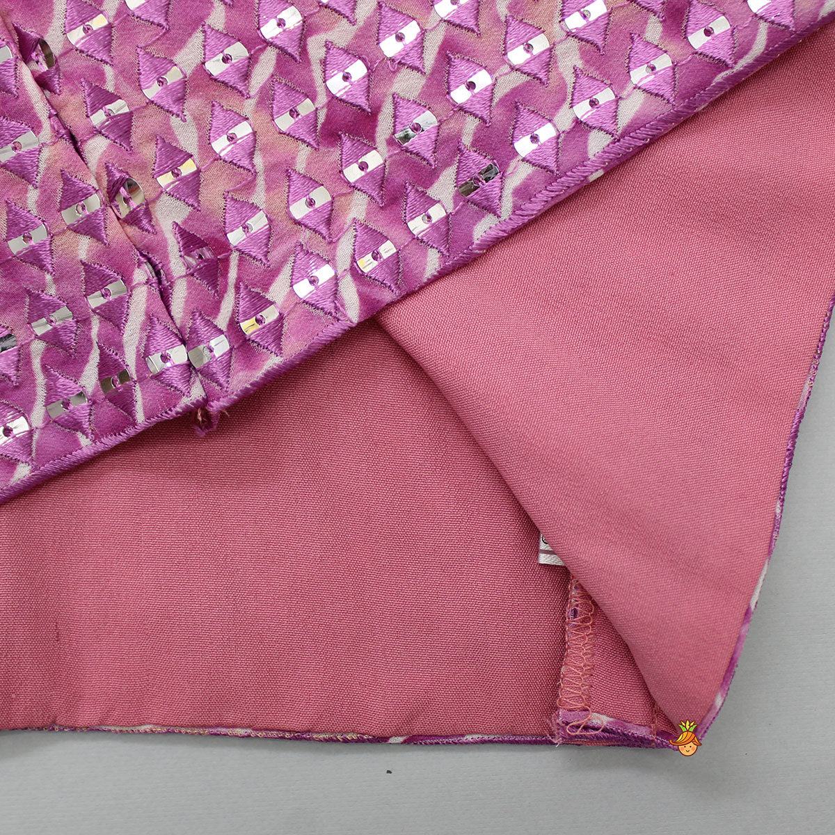 Diagonal Wavy Lines Printed Top And Lehenga With Purple Dupatta