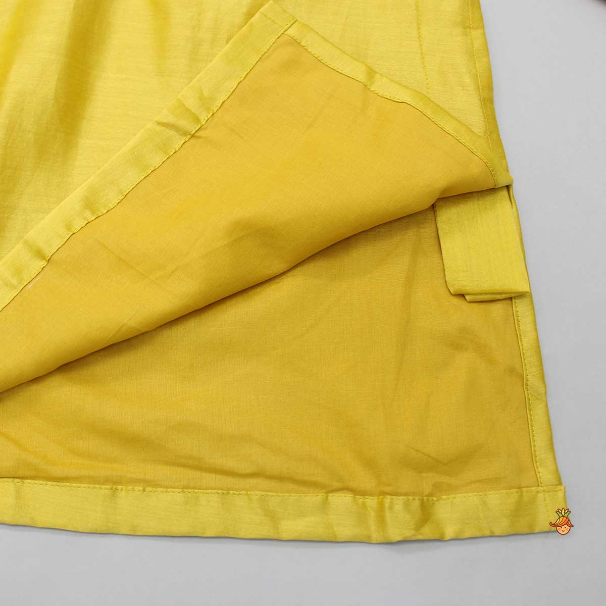 Pre Order: Embroidered Collar And Front Placket Mustard Kurta With Pyjama