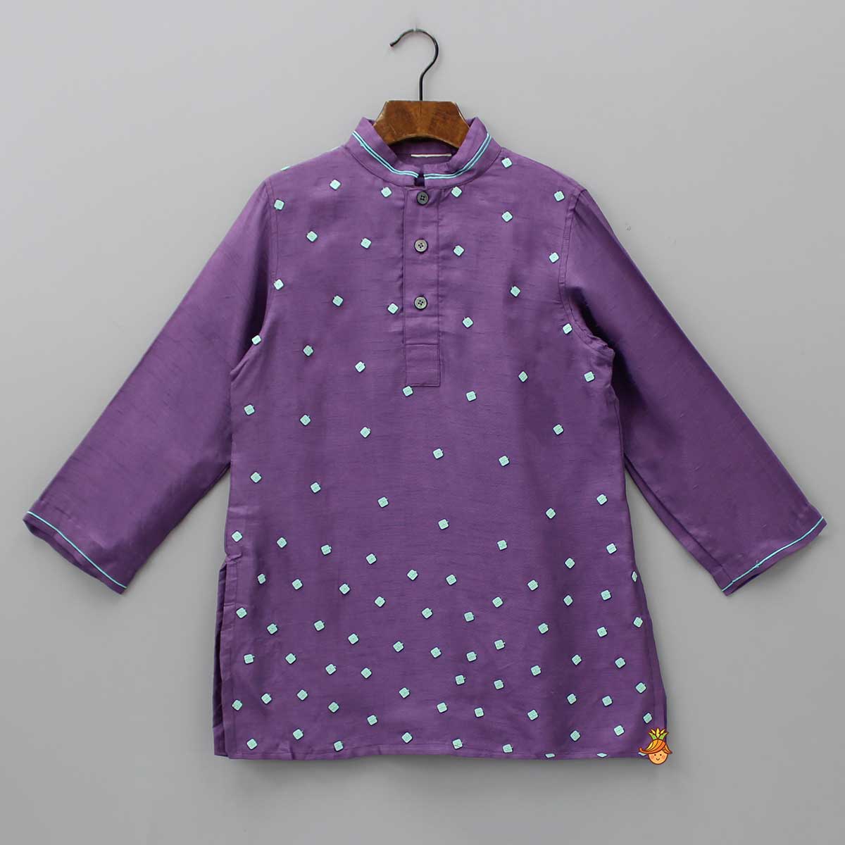 Intricate Hand Work Purple Kurta And Pyjama