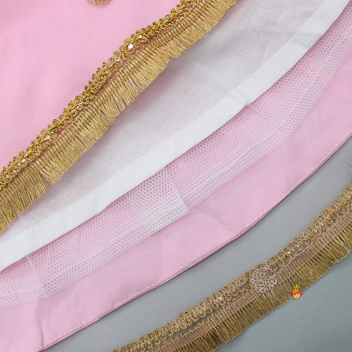 Pre Order: Light Pink Sequin Embroidered Top And Ghagra With Dupatta