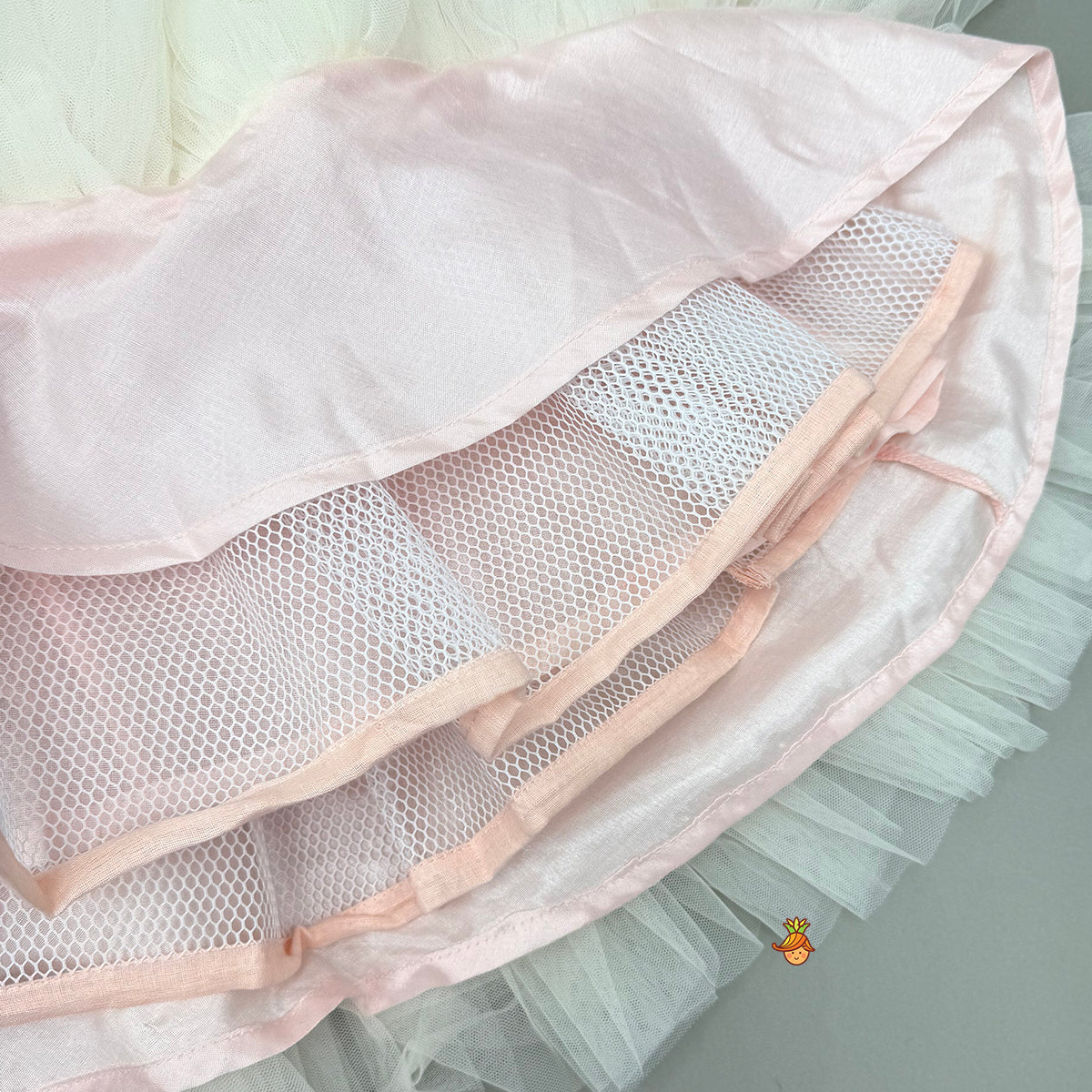 Pre Order: Peach Embroidered Gown With Draped Dupatta